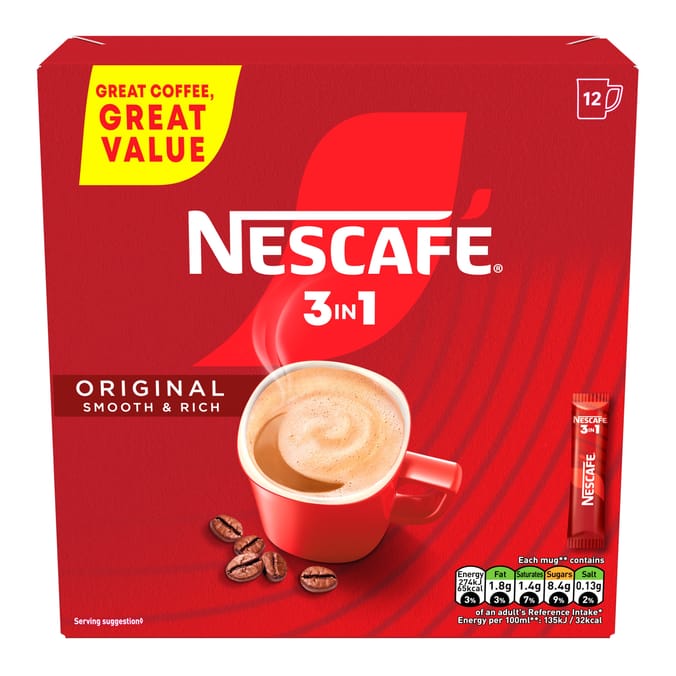 Nescafe 3in1 Original Instant Coffee Sachets 12x 16g