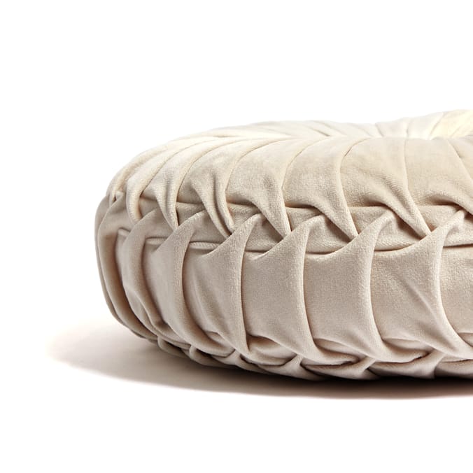 Home Collections Round Velvet Cushion - Beige