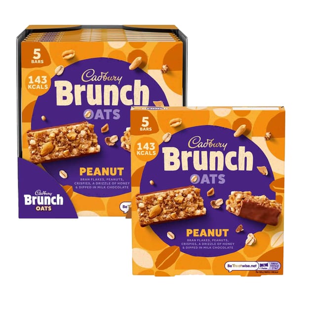 Cadbury Brunch Oats Bar 5 Pack Peanut 32g x8 | Home Bargains