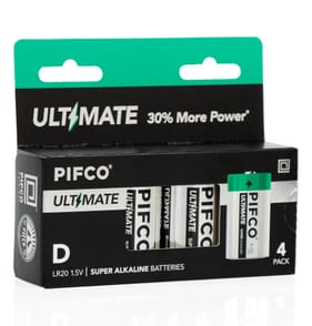 Pifco D Ultimate Super Alkaline Batteries 4 Pack