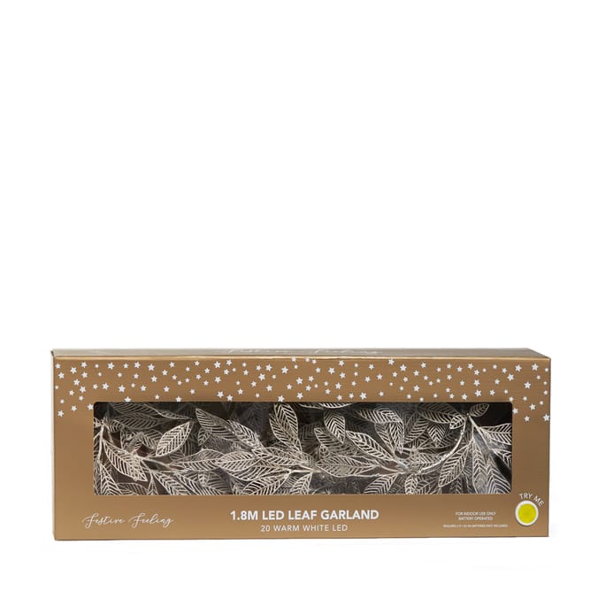 Festive Feeling 1.8m LED Leaf Garland