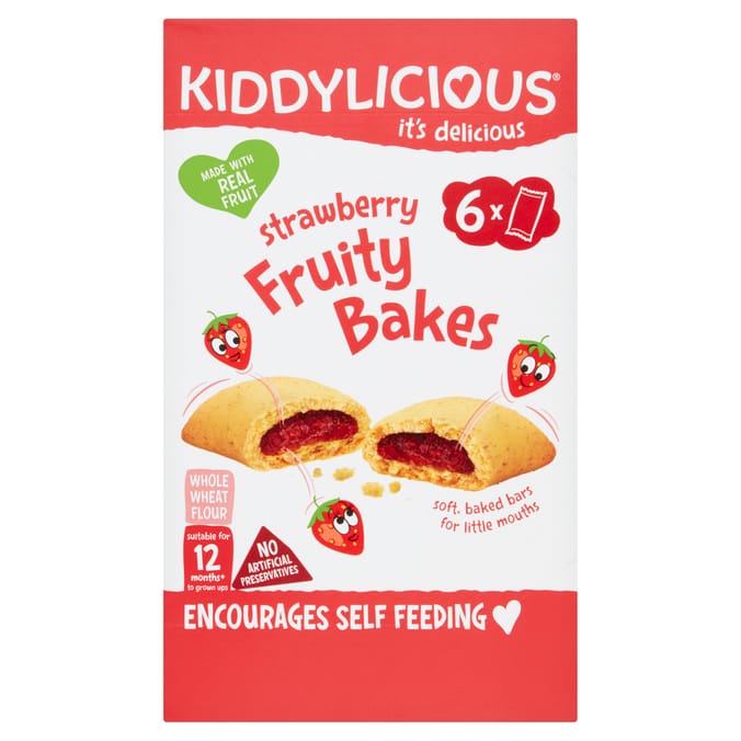 Kiddylicious Strawberry Fruity Bakes 12 Months+ 6 Pack x 22g