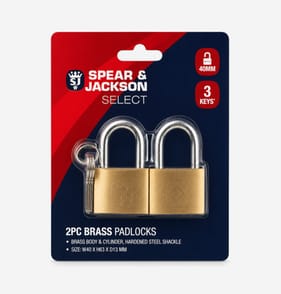 Spear & Jackson Select Brass Padlocks 2 Pieces - 40mm