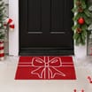 Festive Feeling PVC Coir Door Mat - Red Bow