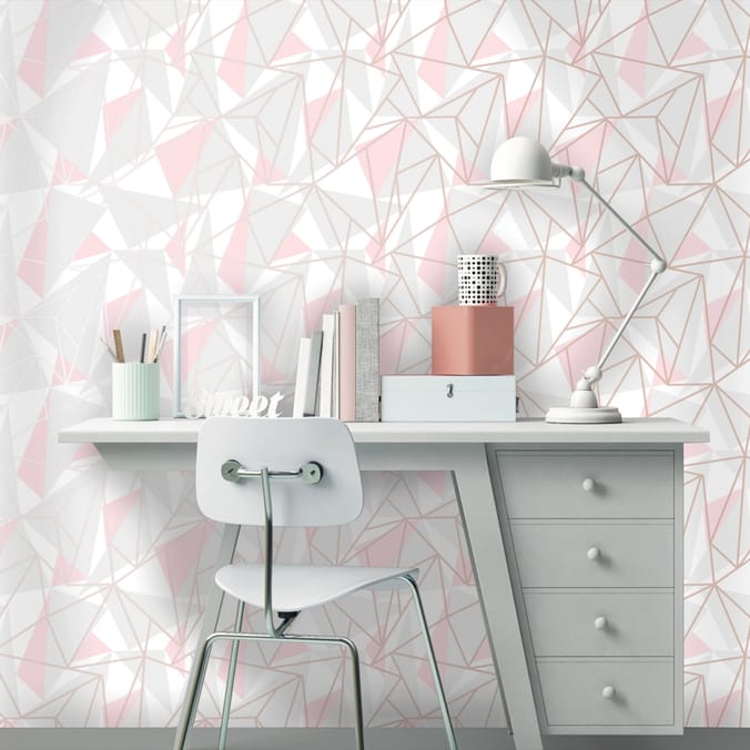 K2 Feature Wallpapers Metallic Shard 60326 - Pink/Grey
