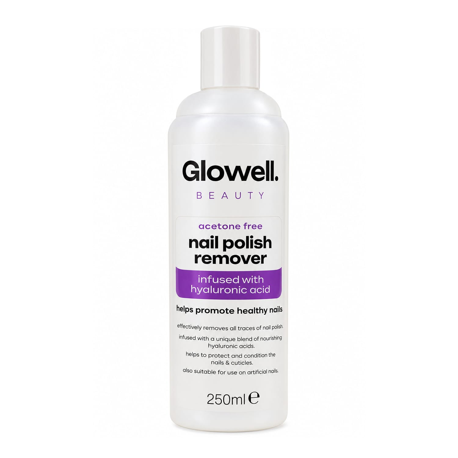Glowell Beauty Acetone Free Nail Polish Remover 250ml | Home Bargains