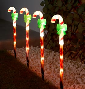 Prestige Battery Operated LED Candy Cane Stake Lights 4 Pack - Candy Cane