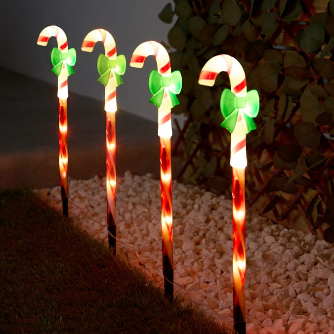 Prestige Battery Operated LED Candy Cane Stake Lights 4 Pack - Candy Cane