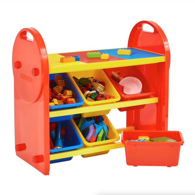 Liberty House Toys 6-Bin Storage Organiser Unit With Construction Tabletop