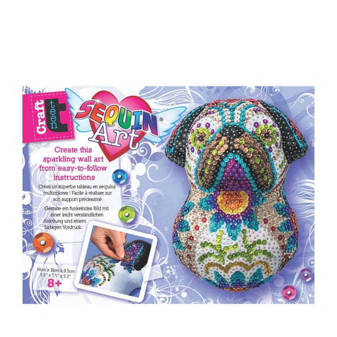 Sequin Art Sugar Pug 3D Plaque