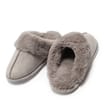 Ladies Grey Faux Fur Mules