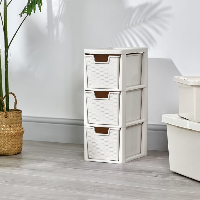 Utility 3 Drawer Storage Tower - Cream