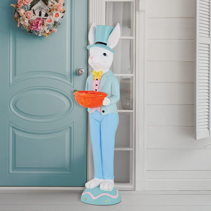 Happy Easter Large Bunny Ornament - Blue