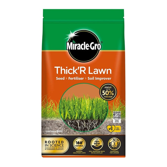 Miracle-Gro Thick'R Lawn Seed, Fertiliser & Soil Improver 4kg - 150m2