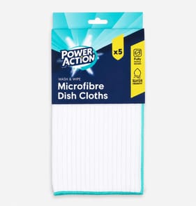 Power Action Microfibre Dish Cloths 5 Pack