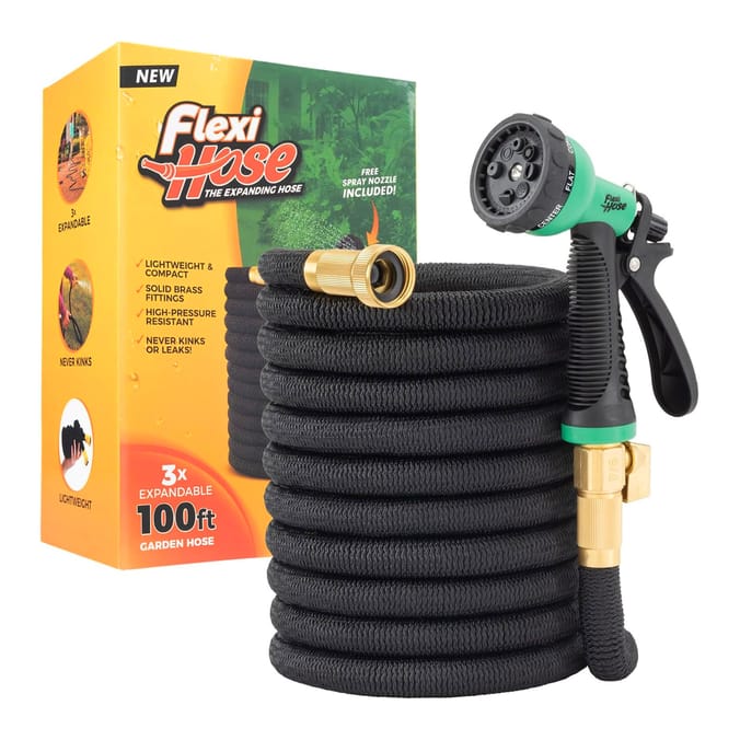 Flexi Hose Lightweight Expandable Garden Hose 100ft with 8 Function Spray Nozzle
