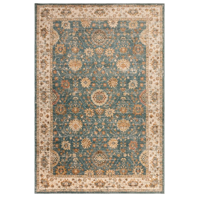 Asiatic Raja Border Runner RA02 - Teal/Cream