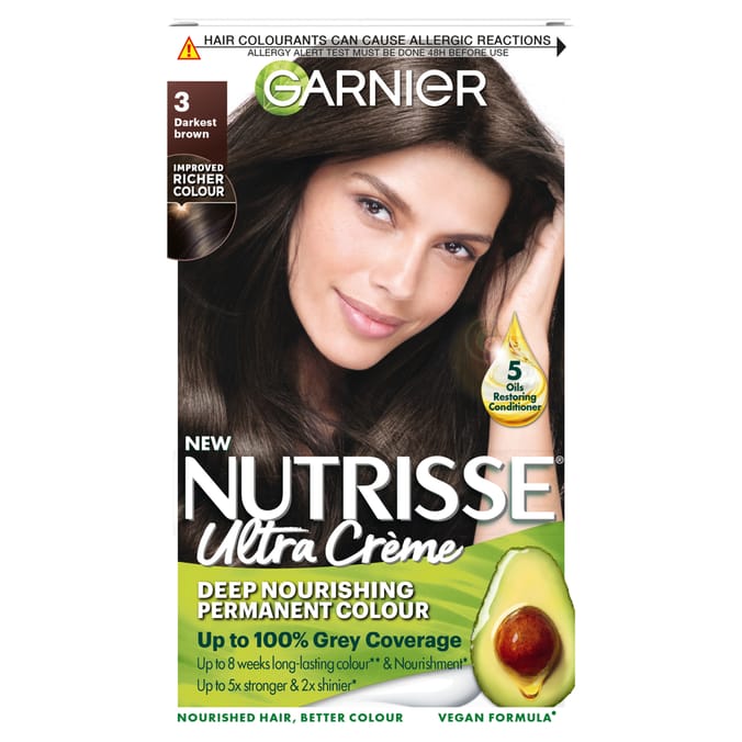 Garnier Nutrisse Ultra Crème Hair Dye - 3 Darkest Brown