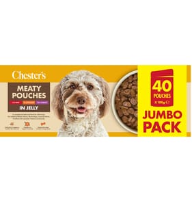 Chester's 40 x 100g Meaty Pouches In Jelly Jumbo Pack
