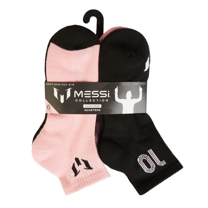 Messi Collection Cushioned Quarter Socks 6 Pack Size 6-12