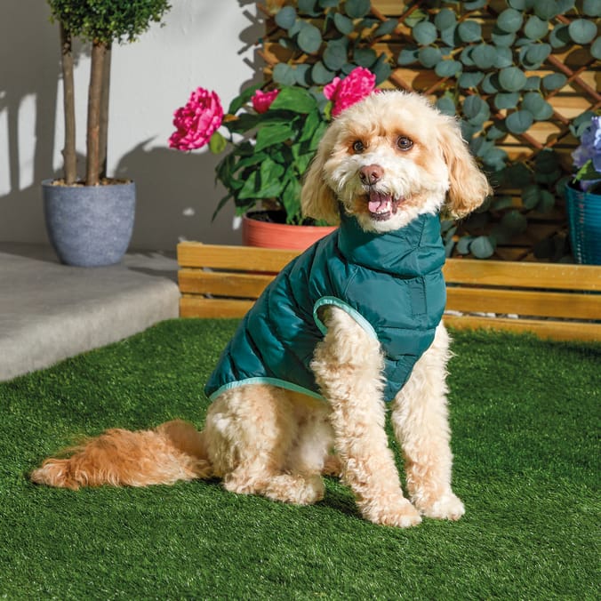 My Pets Reversible Pet Green Puffer Coat   