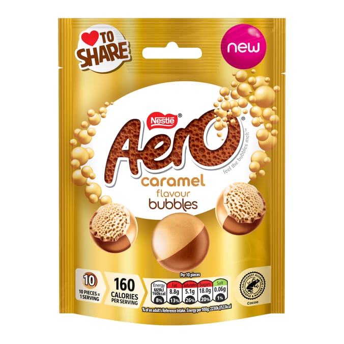 Aero Bubbles Caramel Flavour Chocolate Sharing Bag 92g