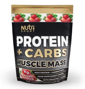 Nutri Sport Protein + Carbs Muscle Mass 1.4kg - Strawberry