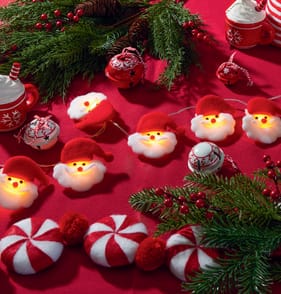 Winter Charm Felt Santa String Lights