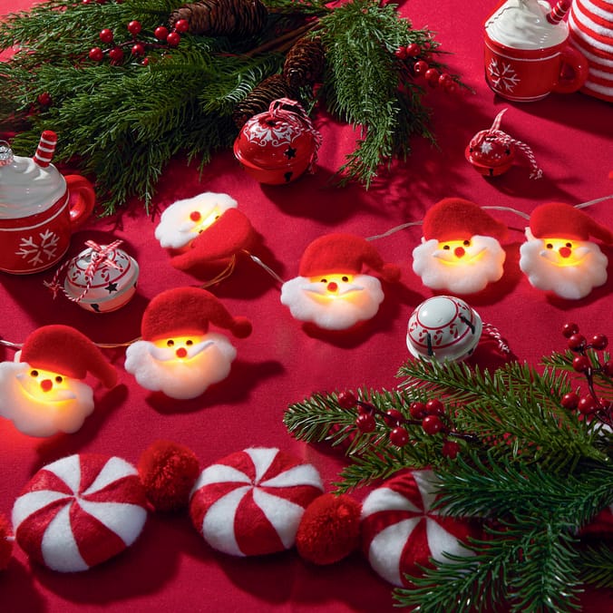 Winter Charm Felt Santa String Lights