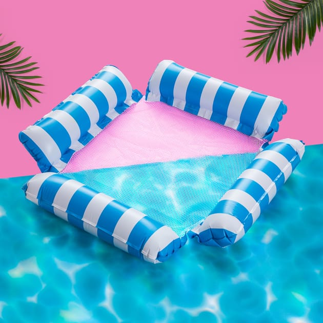 Hello Summer Inflatable Pool Hammock 4ft - Blue | Home Bargains