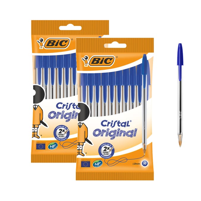  Bic Cristal Original Pens Blue 10 Pack x2