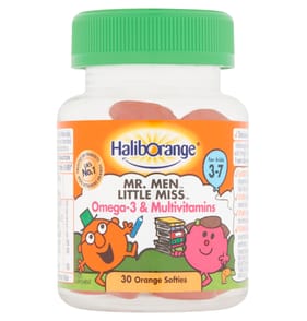Haliborange Mr. Men Little Miss Omega-3 & Multivitamin Orange Softies For Kids 30s