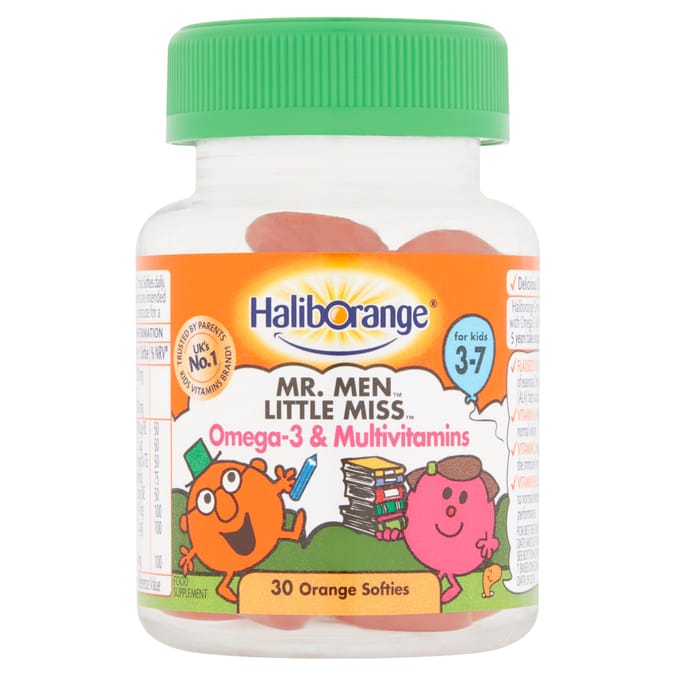 Haliborange Mr. Men Little Miss Omega-3 & Multivitamin Orange Softies For Kids 30s