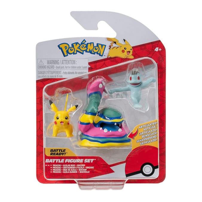 Pokémon Batte Figure 3 Pack - Machop, Pikachu & Alolan Muk