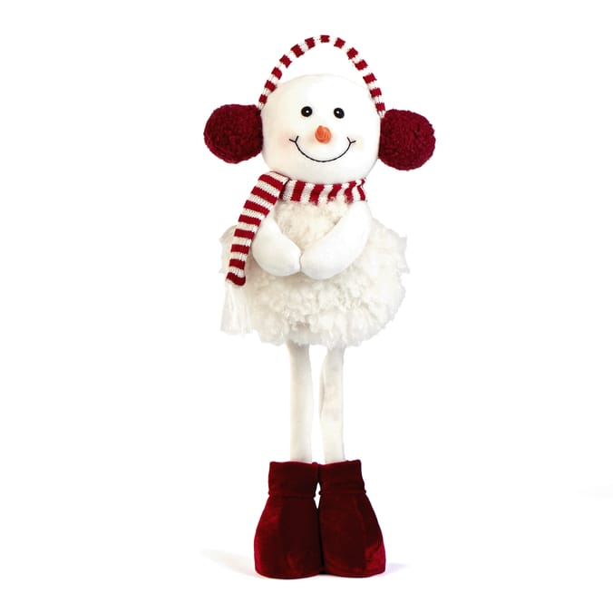 Winter Charm Snowman With Earmuffs Plush Decoration