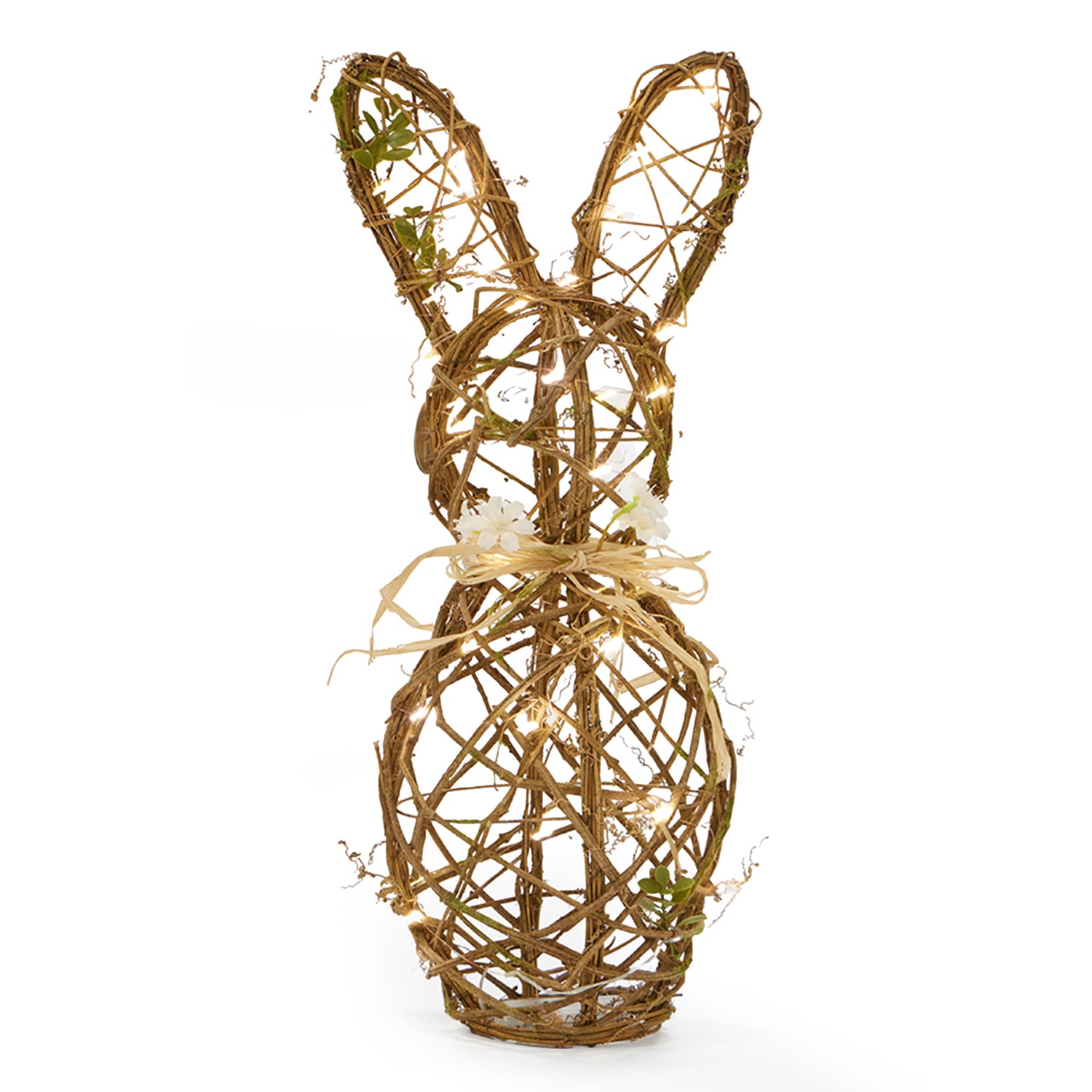 Large Rattan Rabbit Spring Time Light Up Rattan Bunny Decoration | Home Bargains