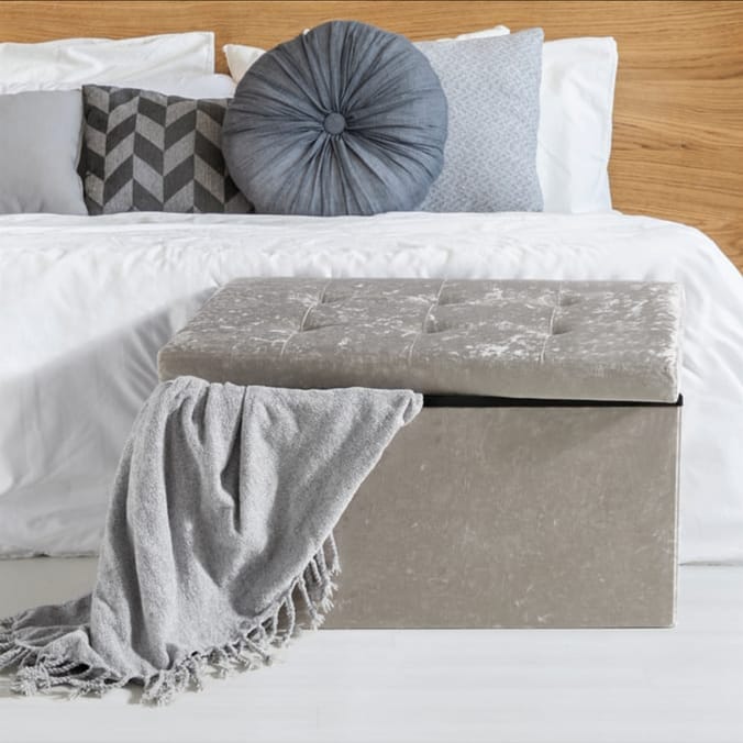 Home Collections Crushed Velvet Ottoman Home Bargains