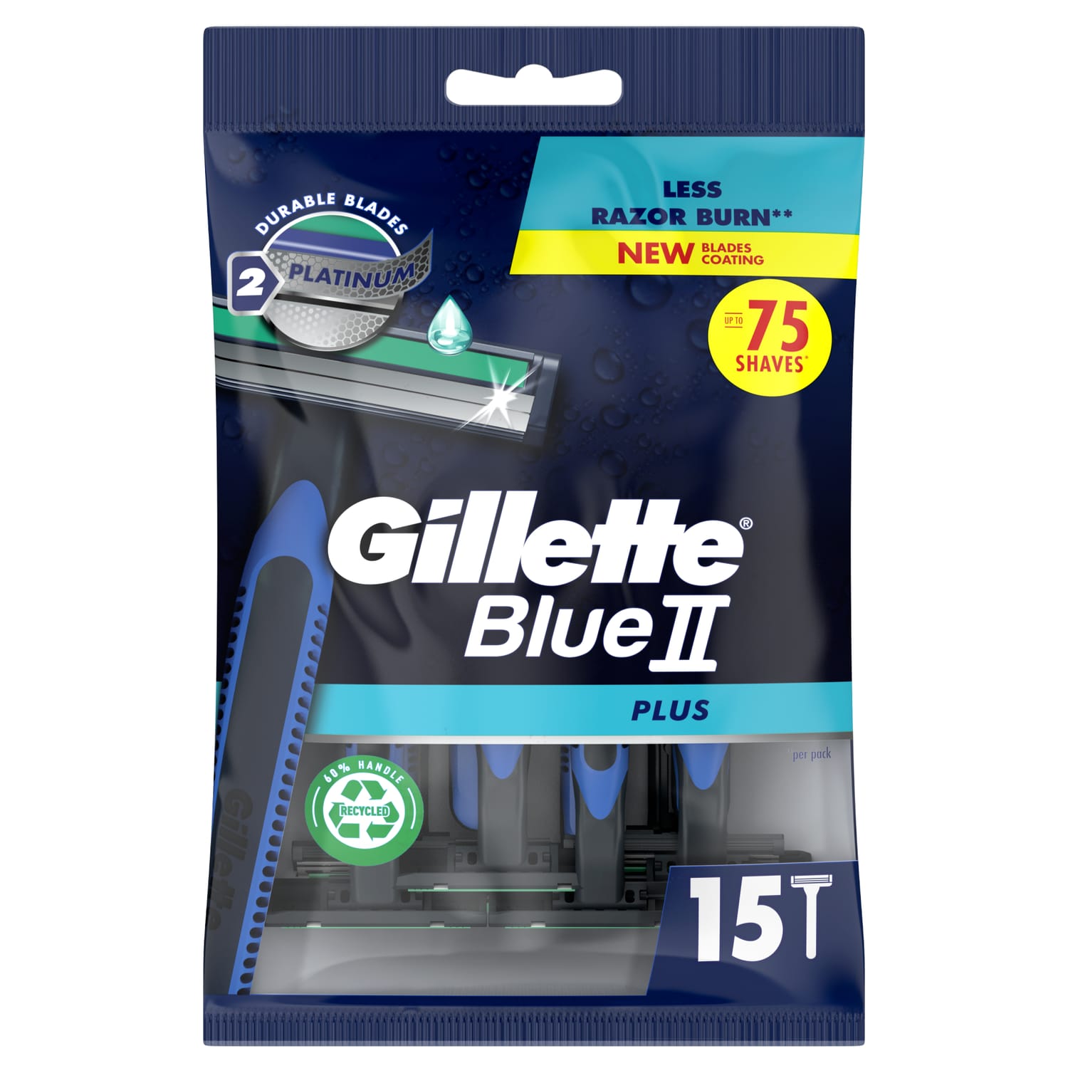 Ultra Razor Blue Gillette Blue II Plus Disposable Razors x15 | Home Bargains