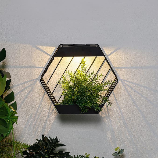 Firefly Hexagonal Wall Planter Solar Light