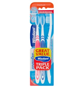 Wisdom Medium Regular Plus Toothbrushes 3 Pack