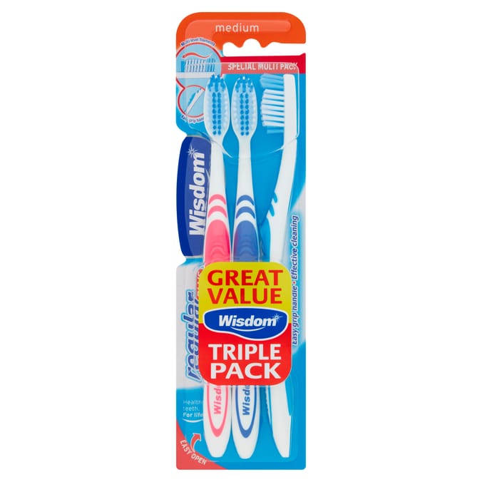 Wisdom Medium Regular Plus Toothbrushes 3 Pack