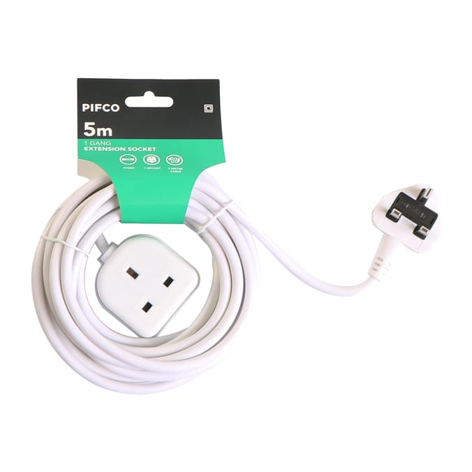 Pifco Extension Socket 5m - 1 Way Gang