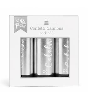 Let's Party Confetti Cannons 3 Pack - Silver