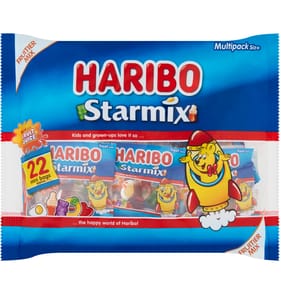 Haribo Starmix Minis Fruit & Cola Flavour Jelly & Foam Sweets 22 x 16g Fun Size Bags Multipack 352g