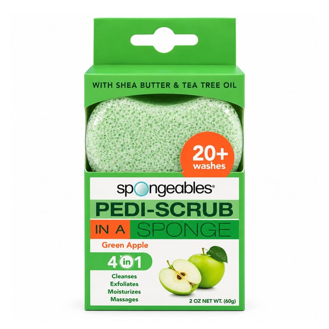 Spongeables Pedi-Scrub In A Sponge 28g - Green Apple    
