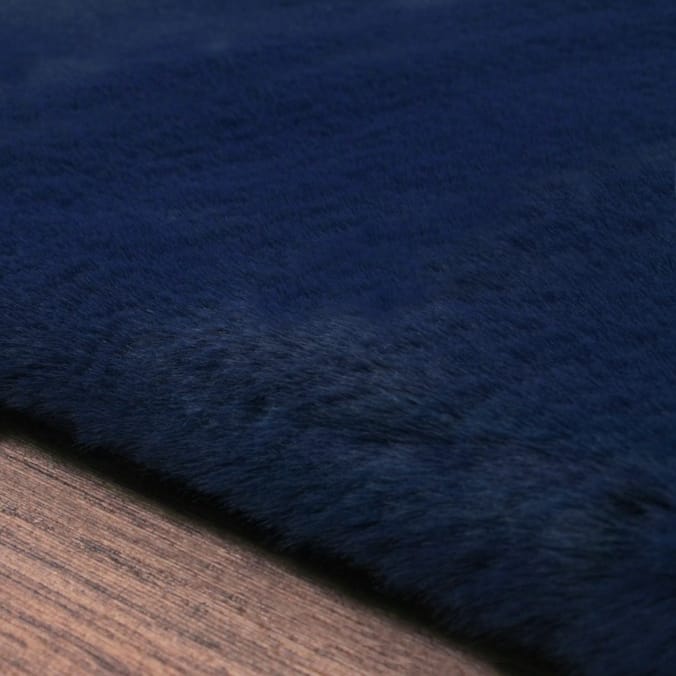 Luxe Plain Faux Fur Rug - Navy