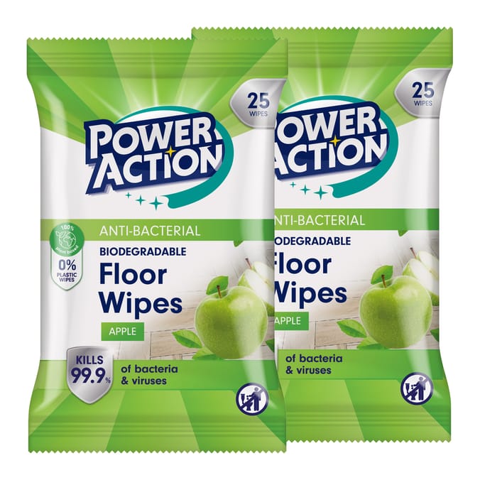 Power Action XL Antibacterial Floor Wipes 25s x2