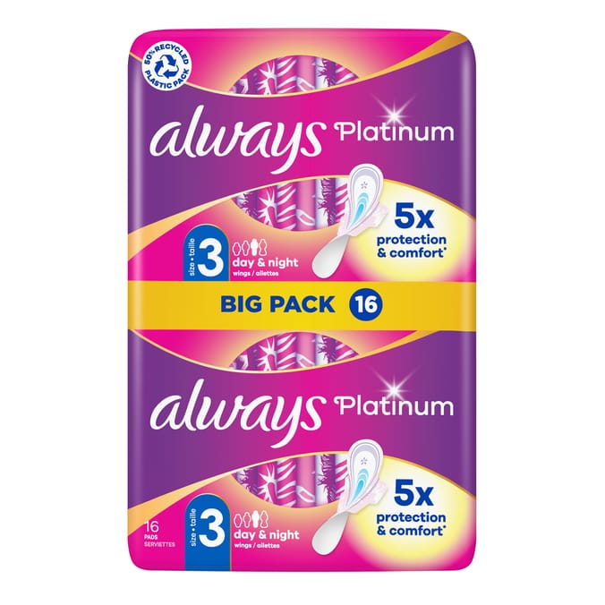 Always Platinum Day & Night Sanitary Towels Big Pack 16s