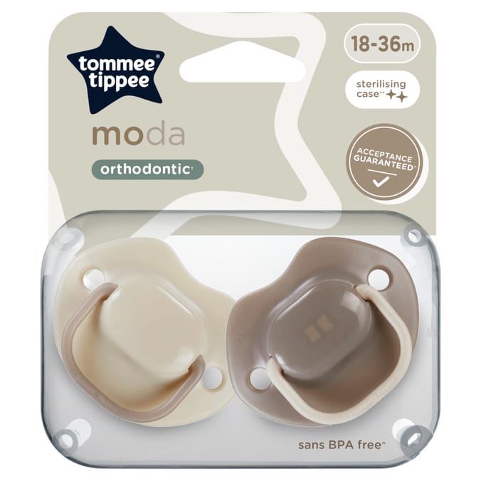 Tommee Tippee Moda Soothers With Steriliser Pod 18-36m