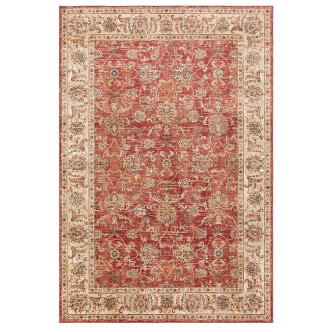 Asiatic Raja Border Runner RA06 - Red/Cream